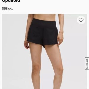 Lululemon High Rise Speed Up Shorts